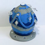 Blue and Silver Clay Egg