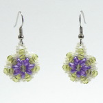 Purple and Green Flower Earrings